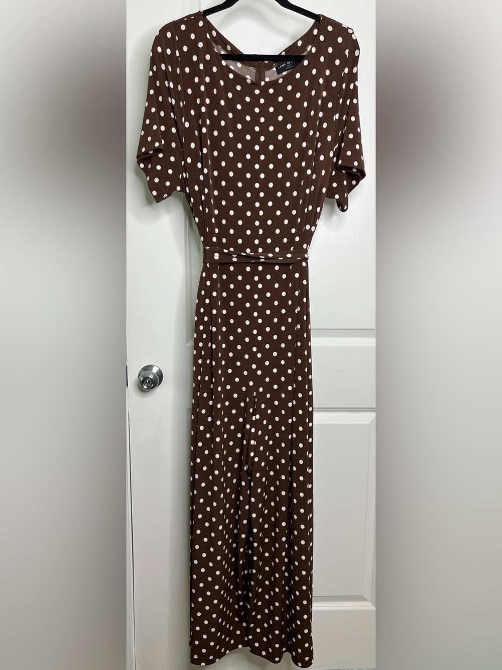 Lane Bryant Brown Polka Dot Wide Leg Jersey Jumpsuit Size 22/24